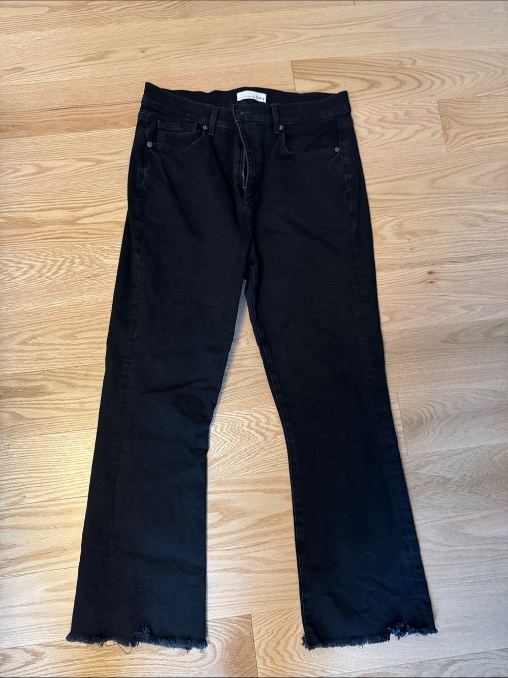LOFT Black Wide-Leg Jeans with Raw Hem